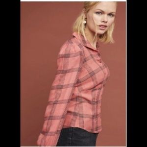 Anthropologie Maeve Rust Structured Button Down Shirt